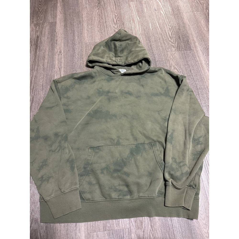 Old Navy Mens XXL Olive Green Tie Dye Pullover Fleece Hoodie Sweatshirt
